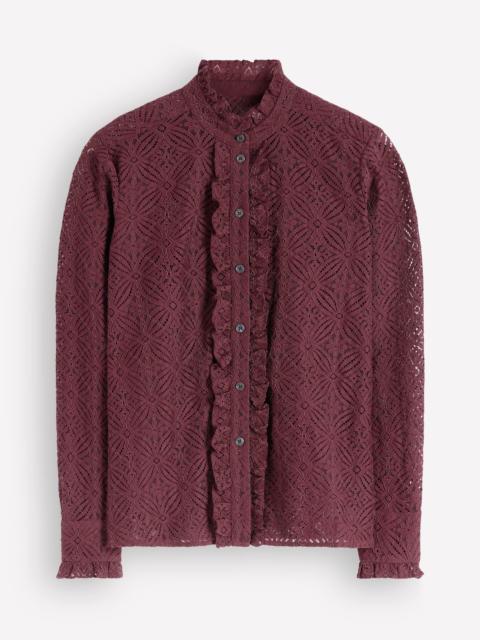 BODEN Sienna Frill Lace Shirt-Deep Wisteria