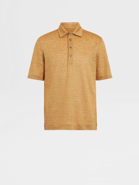 PEACH COLOR LINEN POLO SHIRT