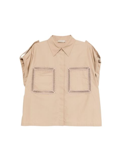 Tシャツ・カットソー Elie Saab Poplin Shirt PALM SHADE38 POPELINE Trim Embellished Poplin Shirt – ELIE SAAB