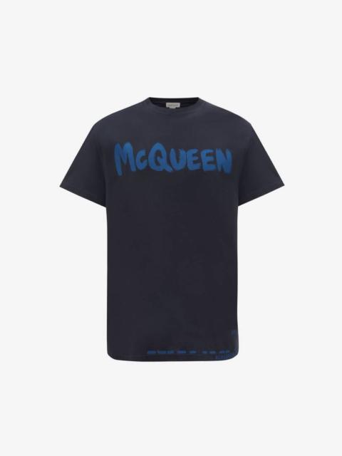Alexander McQueen Men's McQueen Graffiti T-shirt in Navy