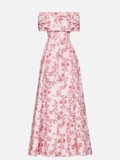 EMILIA WICKSTEAD Auclair Dress In Pink Floral Damask Taffeta Faille