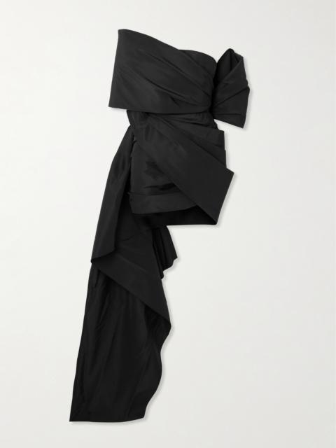 Oscar de la Renta Off-the-shoulder Asymmetric Draped Silk-faille Mini Dress