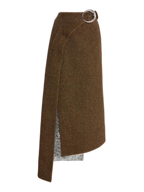 rabanne Sequined Wool-Blend Maxi Wrap Skirt neutral