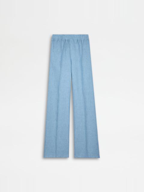 Tod's PANTS IN LINEN - BLUE
