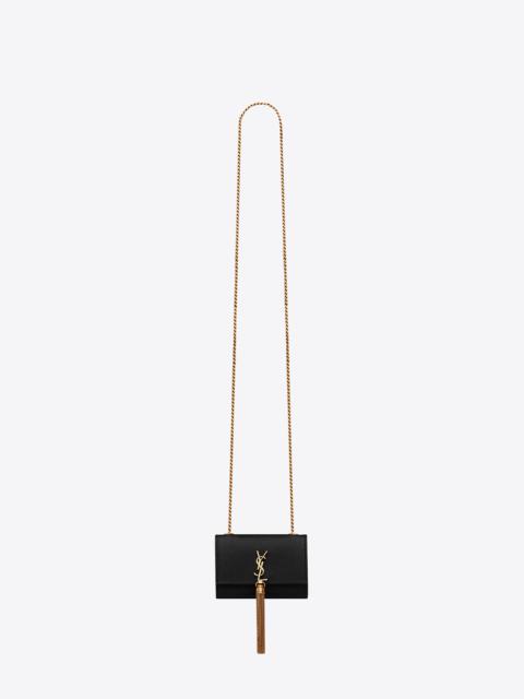 SAINT LAURENT kate tassel airpods micro bag in grain de poudre embossed leather