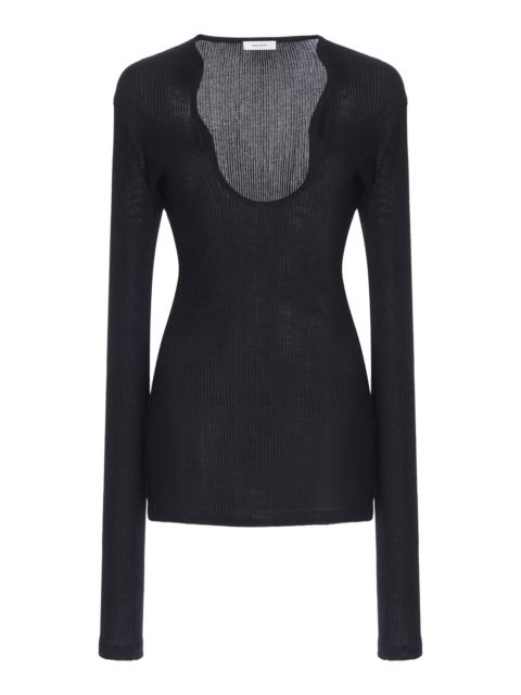 FERRAGAMO Cutaway Cotton Top black