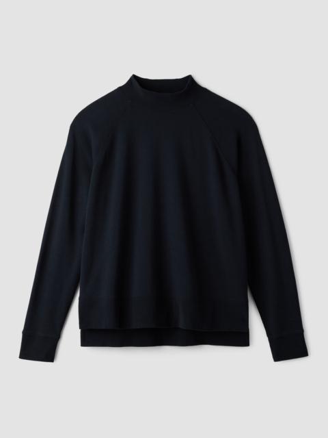 EILEEN FISHER Garment-Dyed Organic Cotton Terry High Neck Top