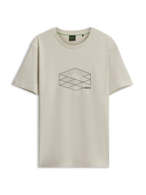 BOSS STRETCH-COTTON T-SHIRT WITH GRAPHIC PRINT