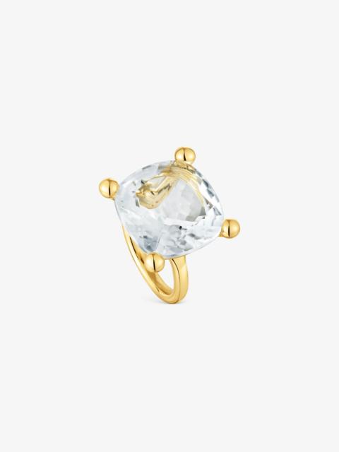 TOUS Large 18K gold vermeil and rock crystal quartz Ring Color White