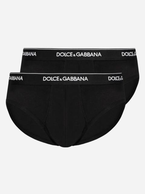 Dolce & Gabbana Bi-pack mid briefs in stretch cotton