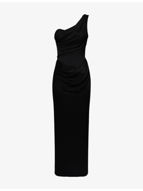 House of CB Caprice One-Shoulder Satin Maxi Dress