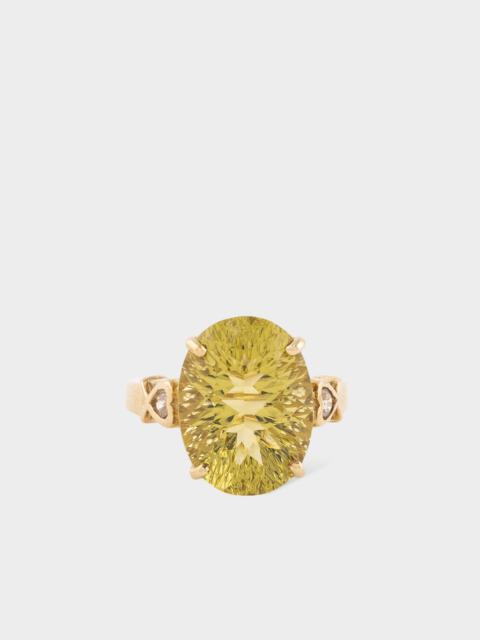 Paul Smith 'Diamond and Sunburst Yellow Topaz' Gold Cocktail Ring by Baroque Rocks