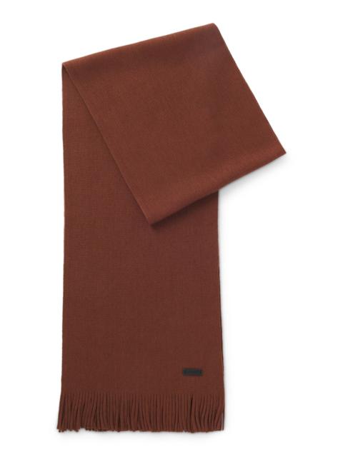 BOSS KNIT SCARF IN VIRGIN WOOL WITH LOGO DETAIL