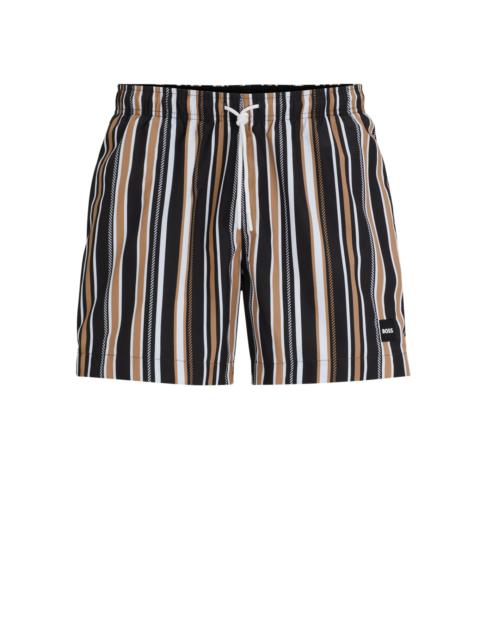 BOSS FULLY LINED SWIM SHORTS IN STRIPED QUICK-DRY FABRIC