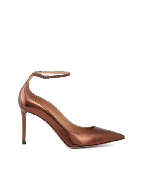 AQUAZZURA 85mm Love Affair pointed ankle strap pumps