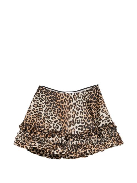 ruffled leopard-print mini skirt