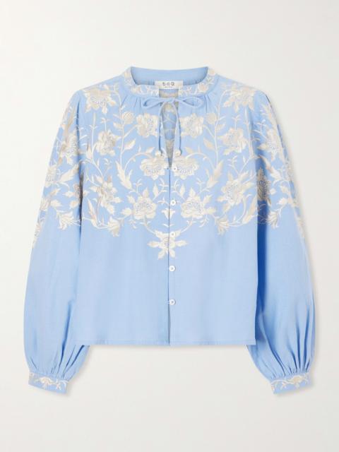 Sea Alina Embroidered Cotton And Linen-blend Blouse