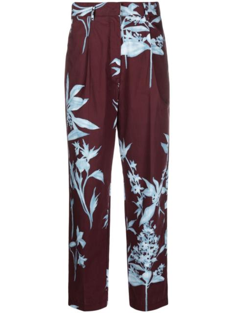 forte_forte floral-pattern cotton straight-leg trousers