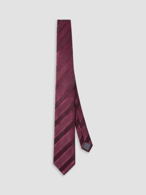 Brunello Cucinelli Men's Textured Tone-on-Tone Stripe Silk Tie - Cherry