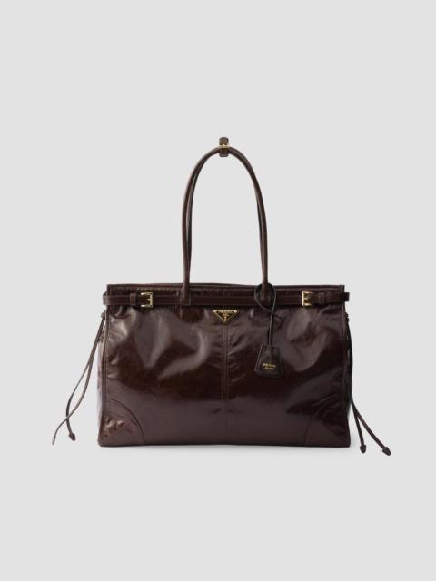 Prada Women's Bonnie Extra-Large Leather Top Handle Bag - Dark Brown