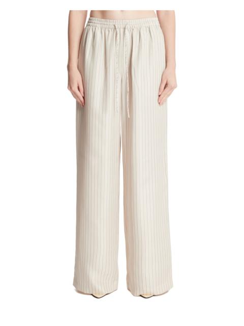 RÓHE Beige Striped Silk Wide-leg Pants