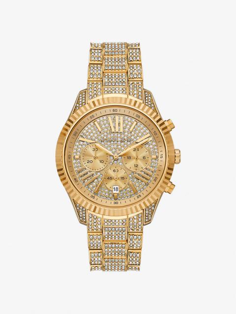 MICHAEL KORS Oversized Lexington Pavé Gold-Tone Watch