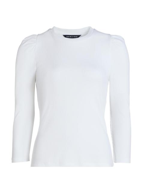 VERONICA BEARD Women's Britney Puff Shoulder Rib-Knit Top - White