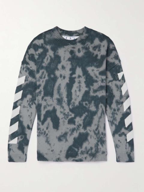 Off-White Logo-Intarsia Tie-Dyed Cotton-Blend Sweater
