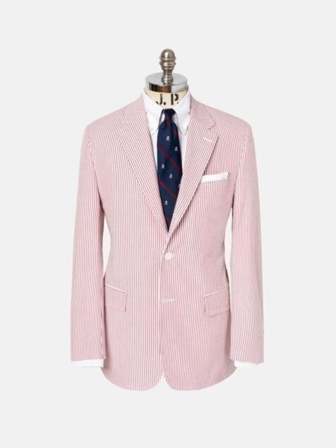 J. PRESS MADE-IN-CANADA RED STRIPE COTTON SEERSUCKER SPORT COAT