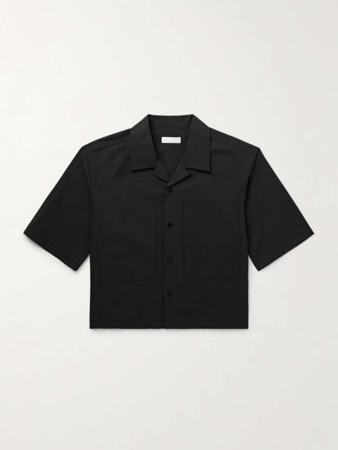 AMOMENTO Cropped Convertible-Collar Poplin Shirt