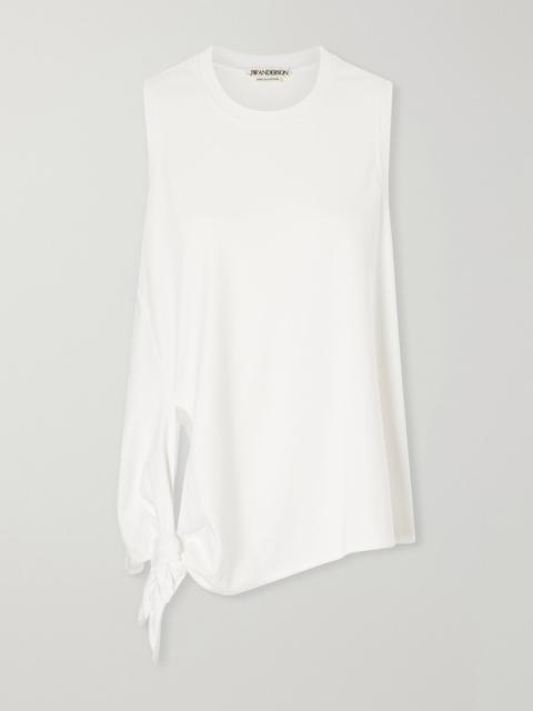 JW Anderson Knotted logo-embroidered cotton-jersey tank White