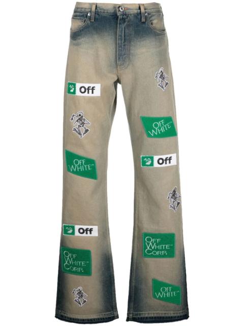 Off-White Diag Straight-Leg Bleached Appliquéd Jeans