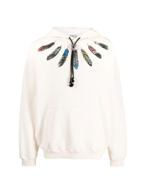 feather-print pullover hoodie