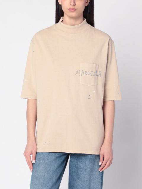 Maison Margiela Blush beige t-shirt with graffiti logo