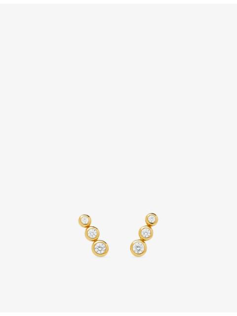 MISSOMA Triple Stone 18ct Gold Vermeil And Cubic Zirconia Stud Earrings