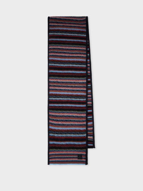 Paul Smith Navy Cotton-Mohair Textured Stripe Scarf