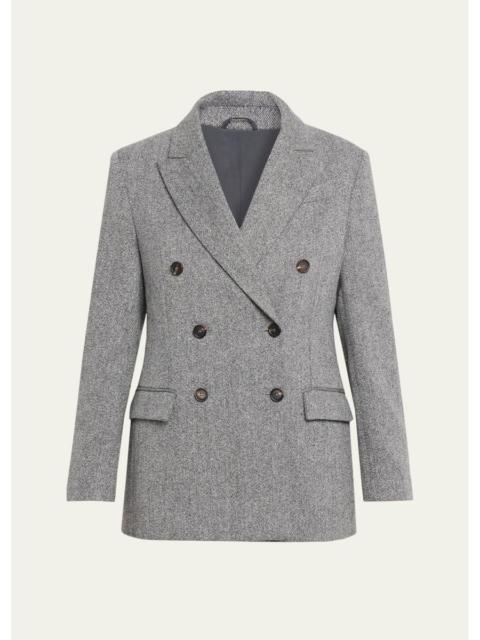 Brunello Cucinelli Wool-Mohair Herringbone Blazer