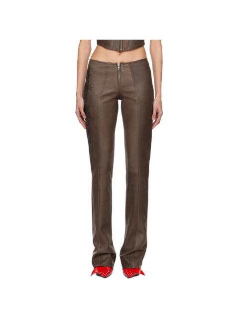 Jean Paul Gaultier Brown 'The Tattoo' Leather Pants