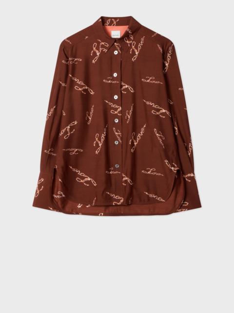 Paul Smith Women's Burgundy 'Love' Print Shirt