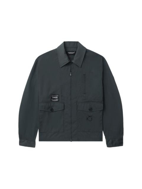 logo-patch twill shirt jacket