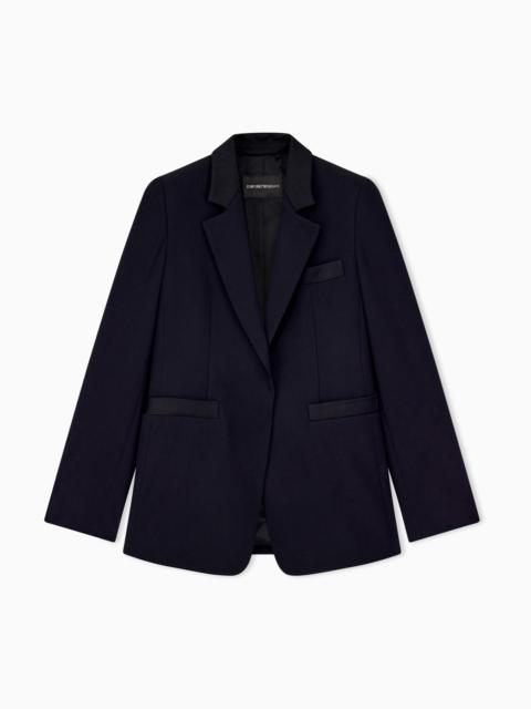 EMPORIO ARMANI BLAZER IN ENVER SATIN WITH BUTTONED CUFFS