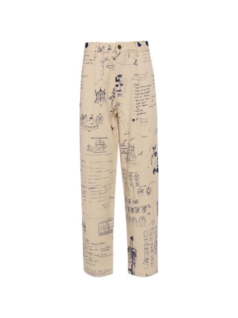 Doodles straight-leg trousers