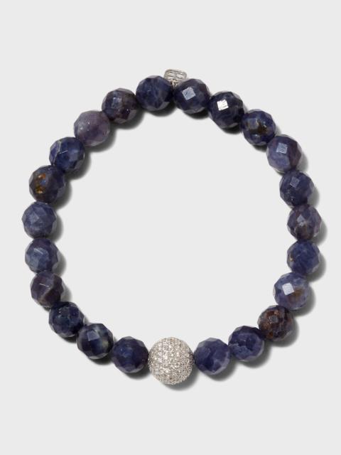 SYDNEY EVAN 10mm Pave Ball on Iolite Faceted Rondelle Bracelet