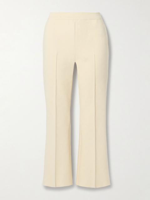 HIGH SPORT Kick cropped jacquard-knit stretch-cotton flared pants Off-white