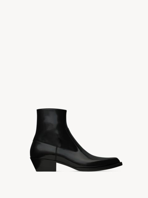 SAINT LAURENT BEAT BOOTIES IN GLAZED LEATHER