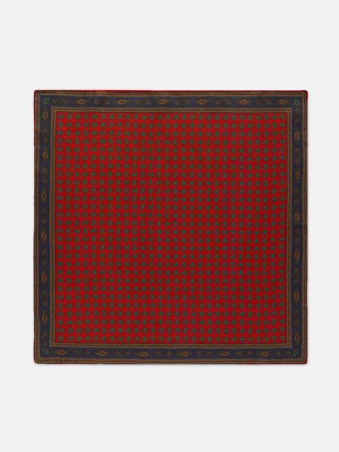J. PRESS MADE-IN-USA RED PINE SILK POCKET SQUARE