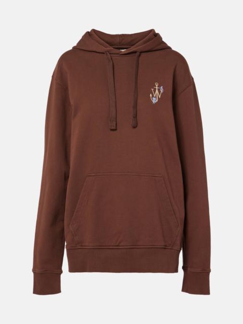 JW Anderson Printed embroidered cotton jersey hoodie