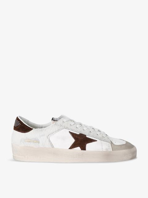 Men's Stardan logo-print faux-fur and leather low-top trainers