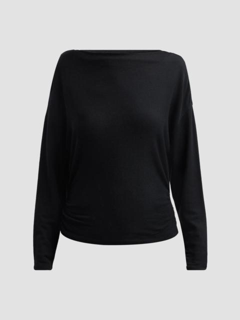 Vince Women's Ruched Wool-Blend Long-Sleeve Top - Black