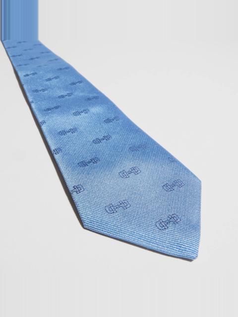 GUCCI Horsebit silk jacquard tie
